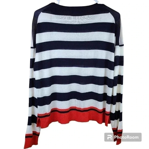 ZARA knit striped sweater with red cuffs and hem - Picture 2 of 7